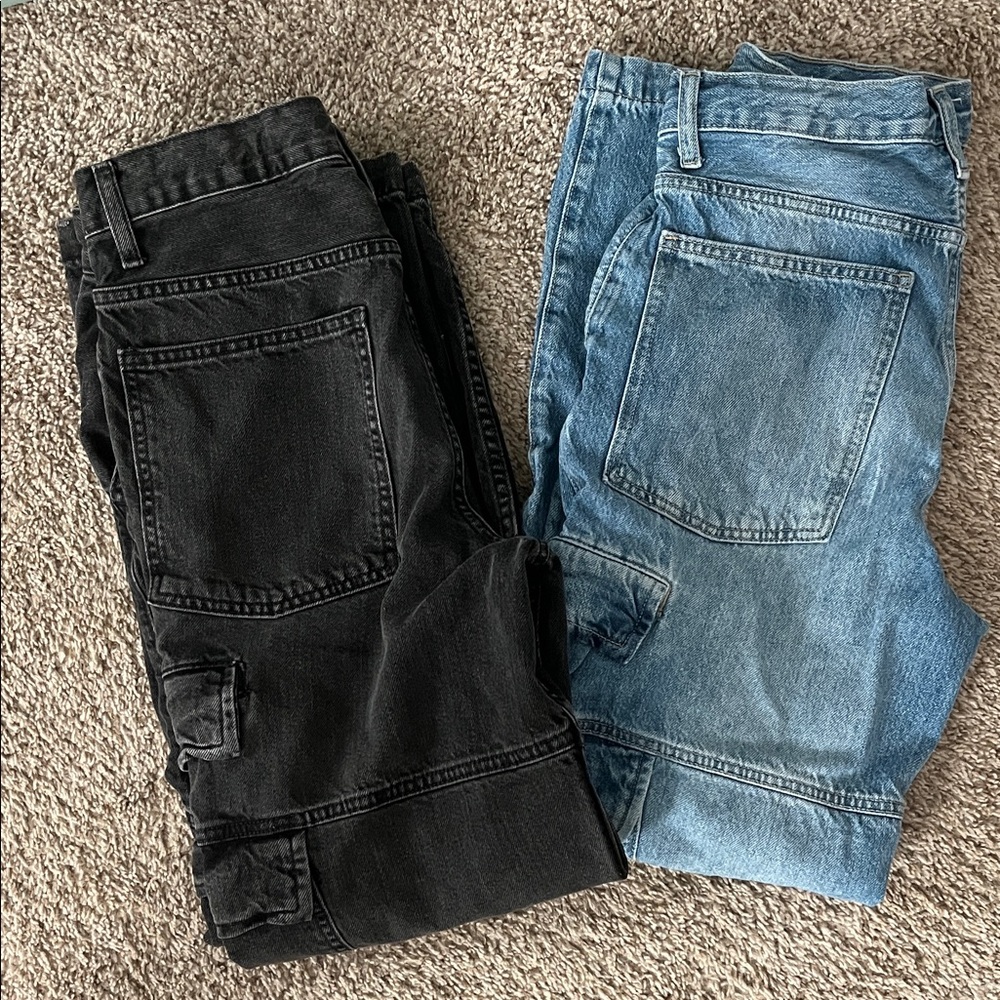 Aeropostale Blue and Black Pair of Relaxed Cargo Jeans (2 pairs)